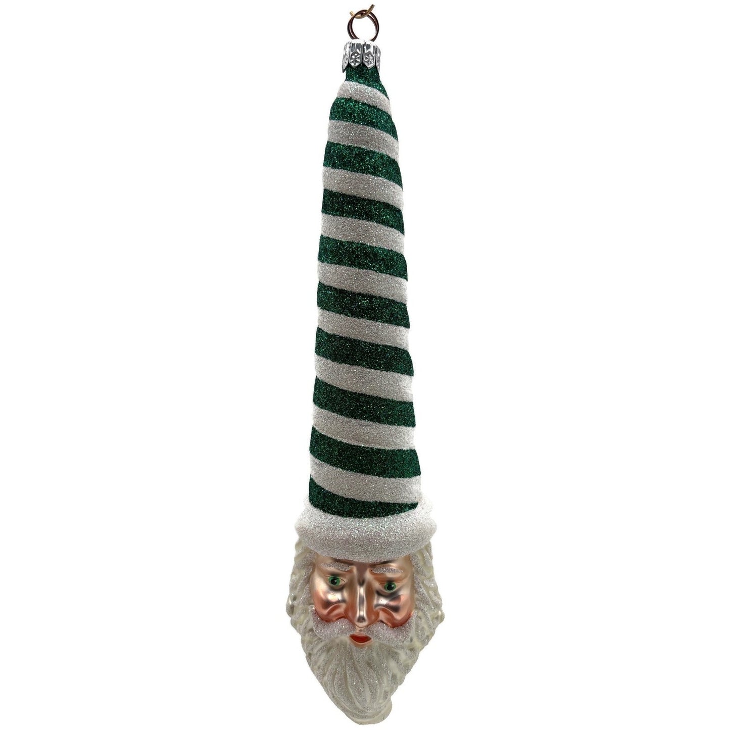 Patricia Breen Sucre Santa Green White Spearmint Striped Christmas Tree Ornament