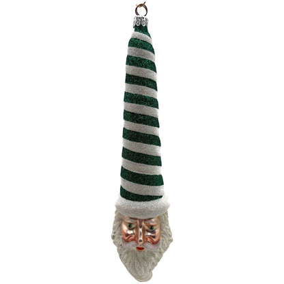 Patricia Breen Sucre Santa Green White Spearmint Striped Christmas Tree Ornament