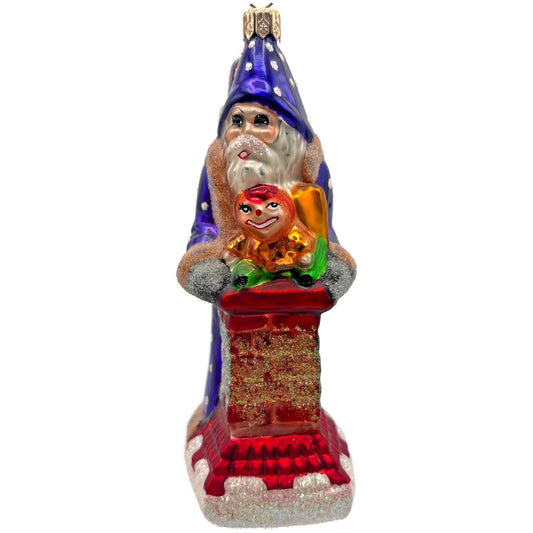 Christopher Radko Chimney Sweets Santa Snow Glass Christmas Ornament 98-186-0