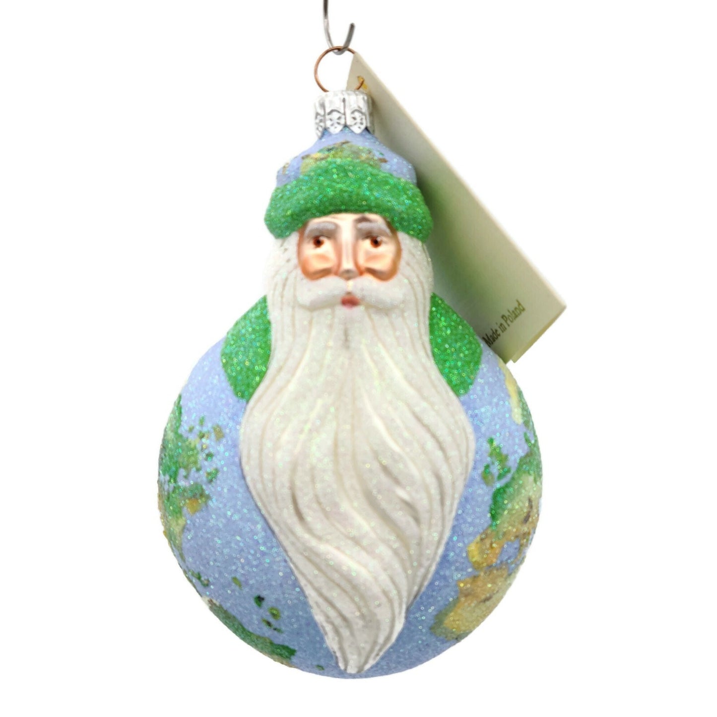 Patricia Breen Ornament Santa du Monde Globe Earth Christmas Holiday Glittered