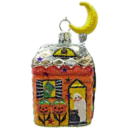 Patricia Breen Creature Cottage Nodding Moon Ghost Glass Halloween Ornament 2560