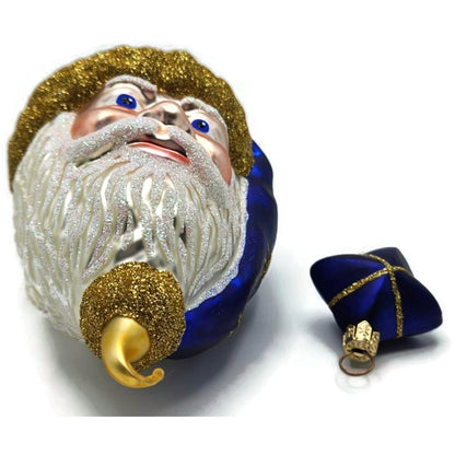 Patricia Breen Goodnight Santa Blue Glittered Stars Christmas Tree Ornament