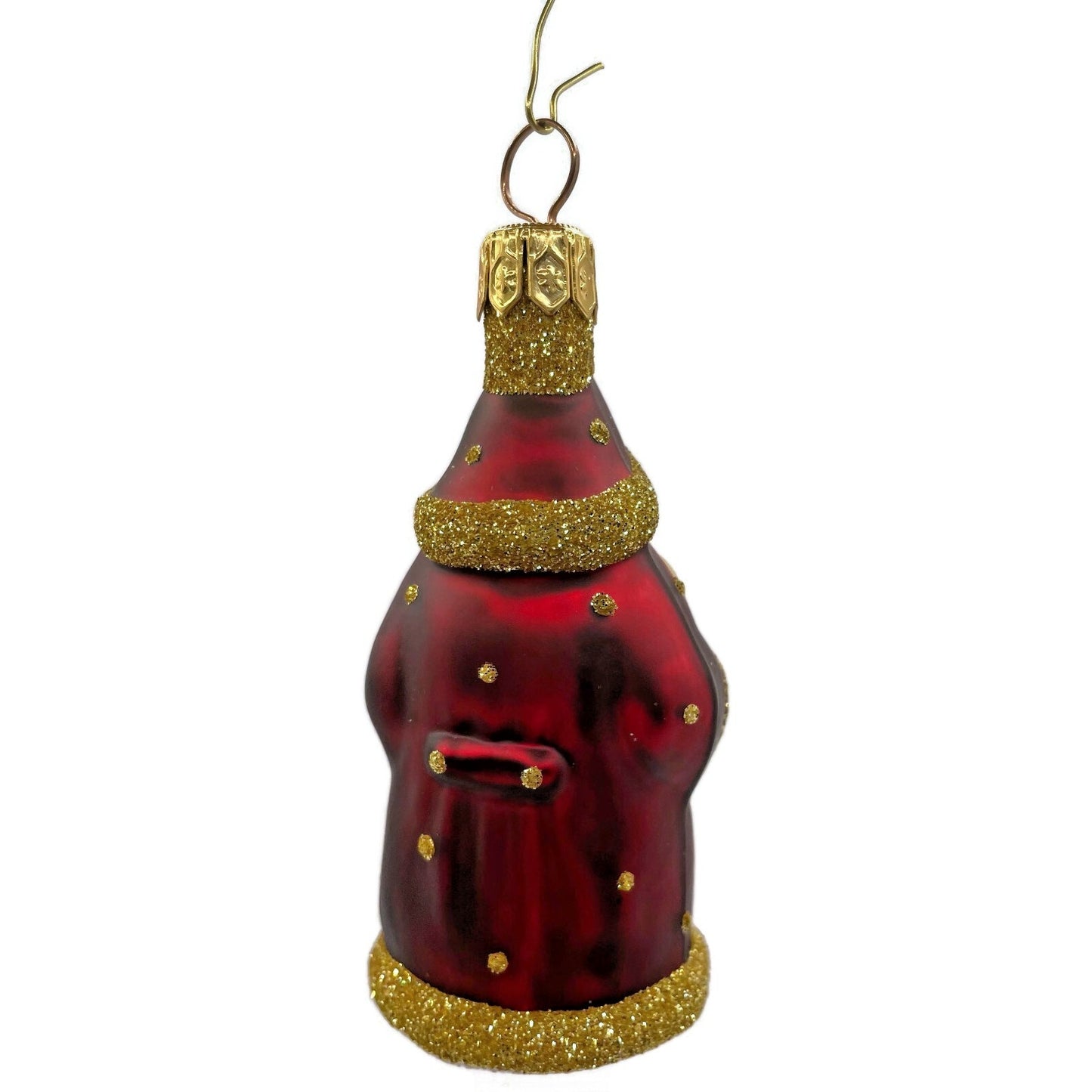 Patricia Breen Miniature Woodland Santa Bordeaux Gold Dots Christmas Ornament