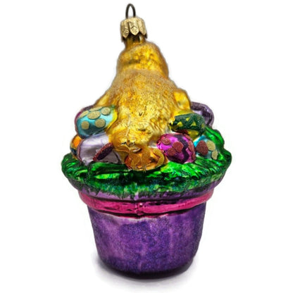 Christopher Radko Spring Derby Chick in a Hat Basket Easter Ornament 982900