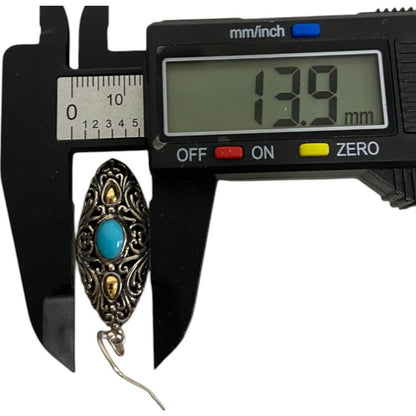 Samuel B Sleeping Beauty Turquoise Hook Earrings 925 Sterling Silver Filigree