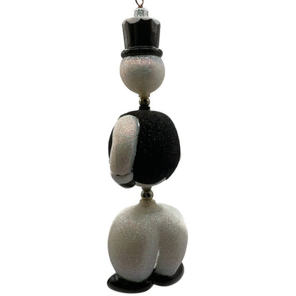 Patricia Breen Kinetic Snowman Black Hat Pearl Christmas Tree Ornament