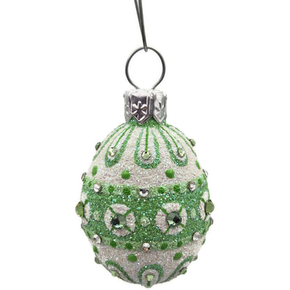 Patricia Breen Miniature Egg Zakopane Green White Swarovski Easter Tree Ornament