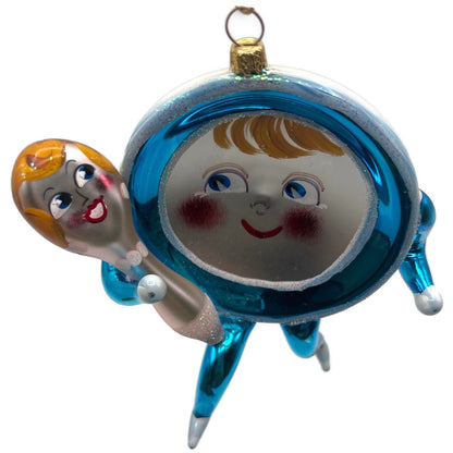 Christopher Radko On The Run Blue Spoon Dish Christmas Ornament Singed 94-247-0