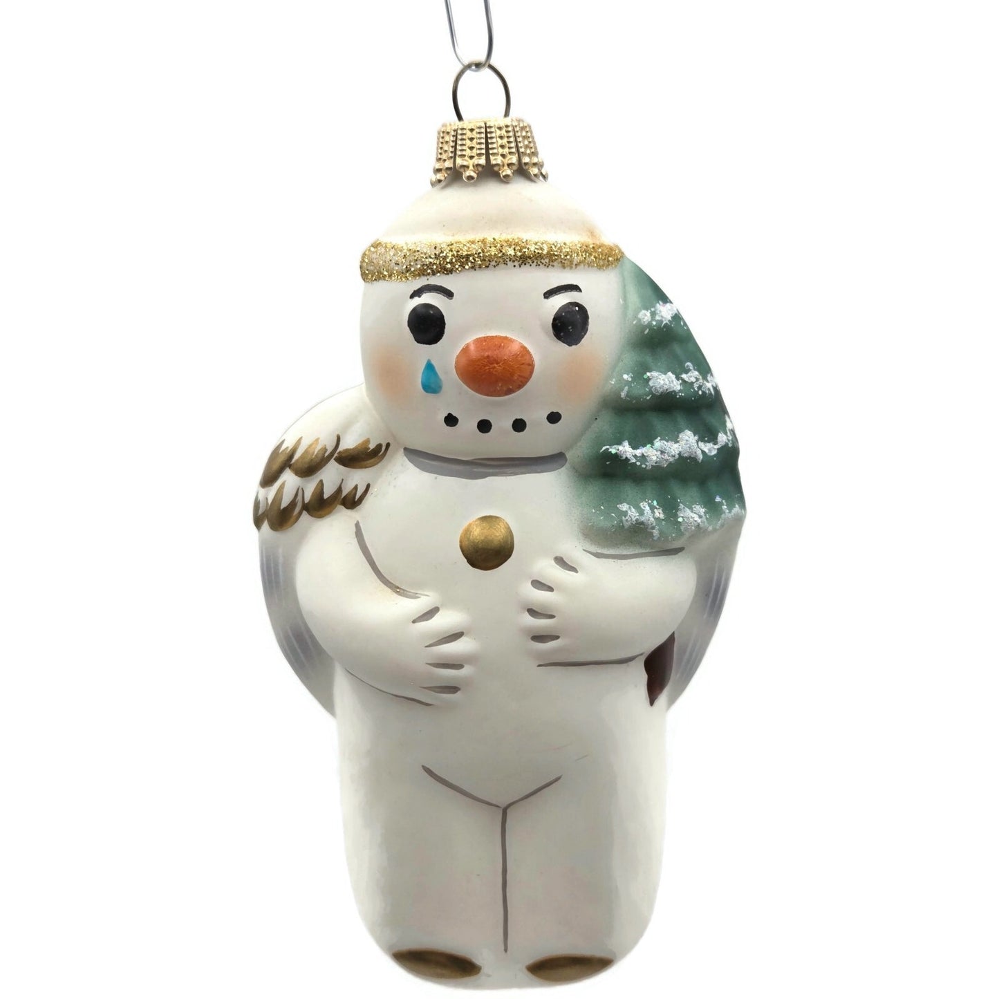 Vaillancourt Snow Angel Blown Glass Folk Art Christmas Tree Ornament OR9540 1998
