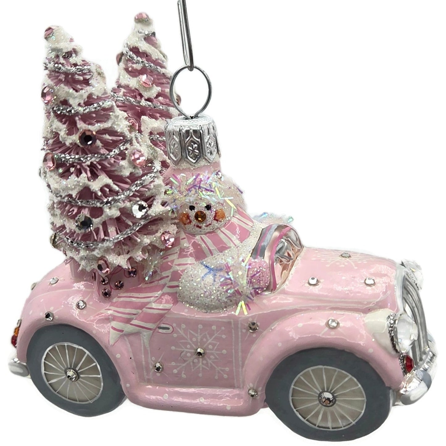 Patricia Breen Joy Ride Pink Car Snowman Travel Christmas Ornament CATZ Rare