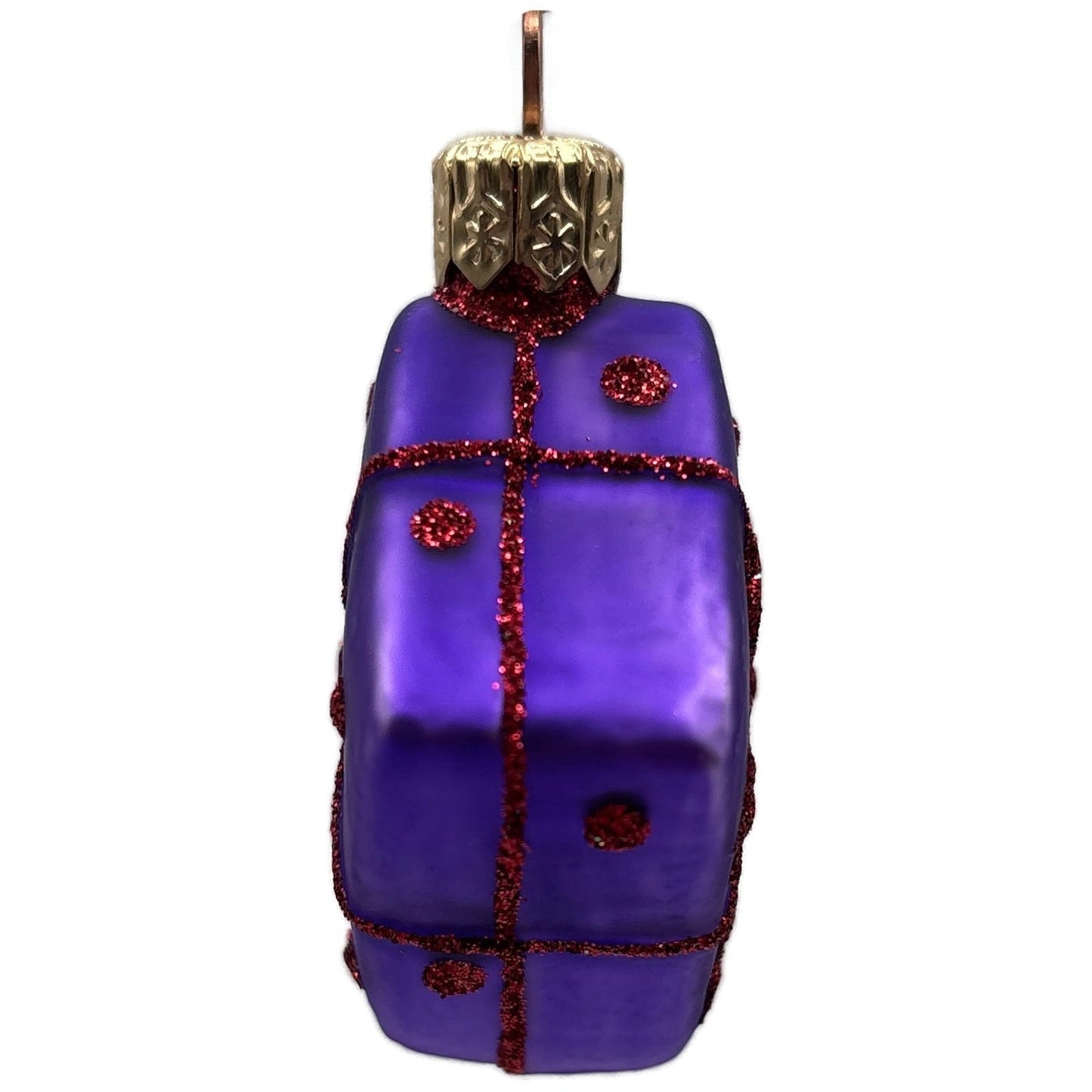 Patricia Breen Beribboned Present Purple Red Polka Dots Gift Christmas Ornament