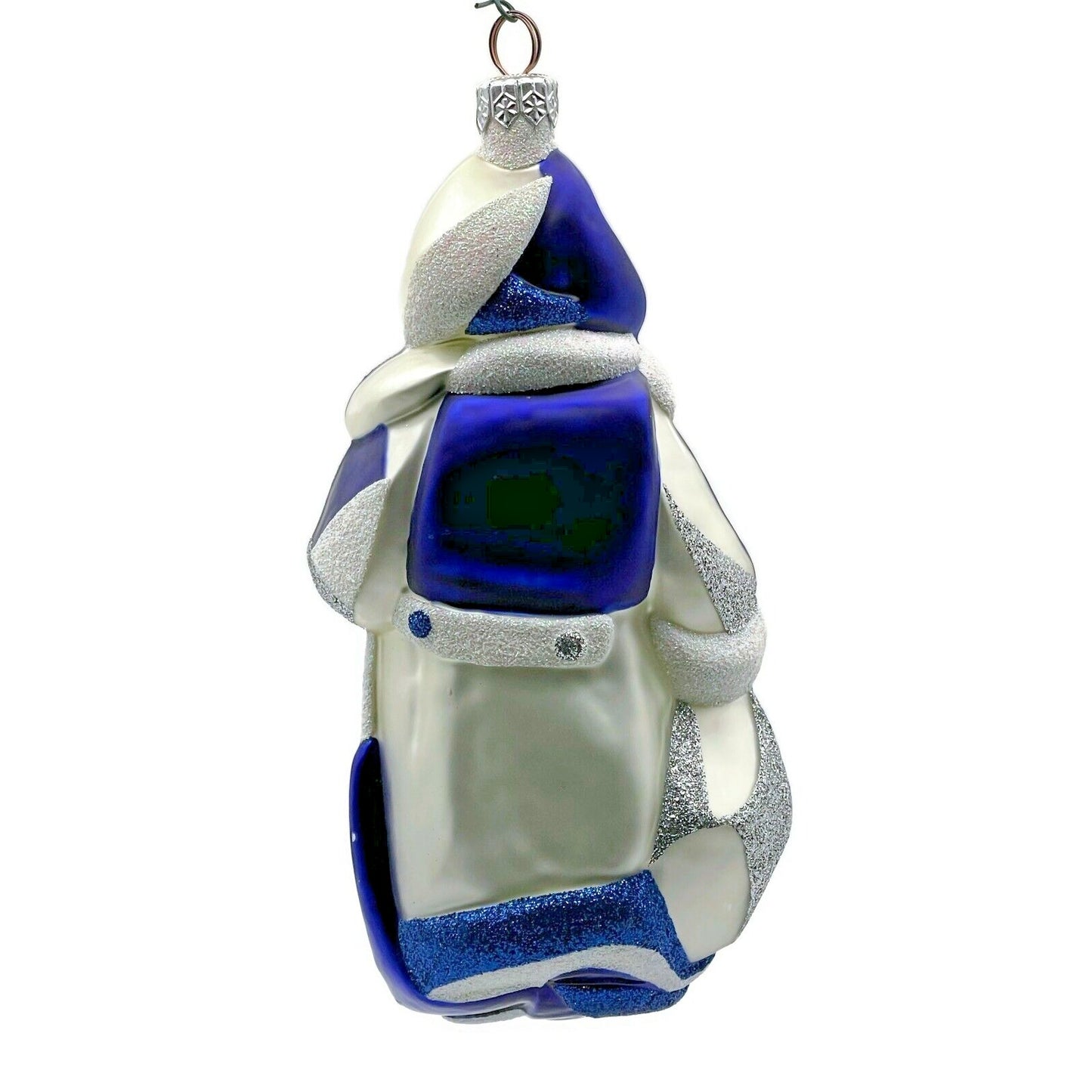 Patricia Breen Cubist Santa Claus Blue Pearl White Art Christmas Tree Ornament