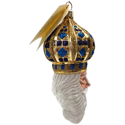 Patricia Breen Bijoux Noel Gold Blue Santa Claus Christmas Tree Ornament