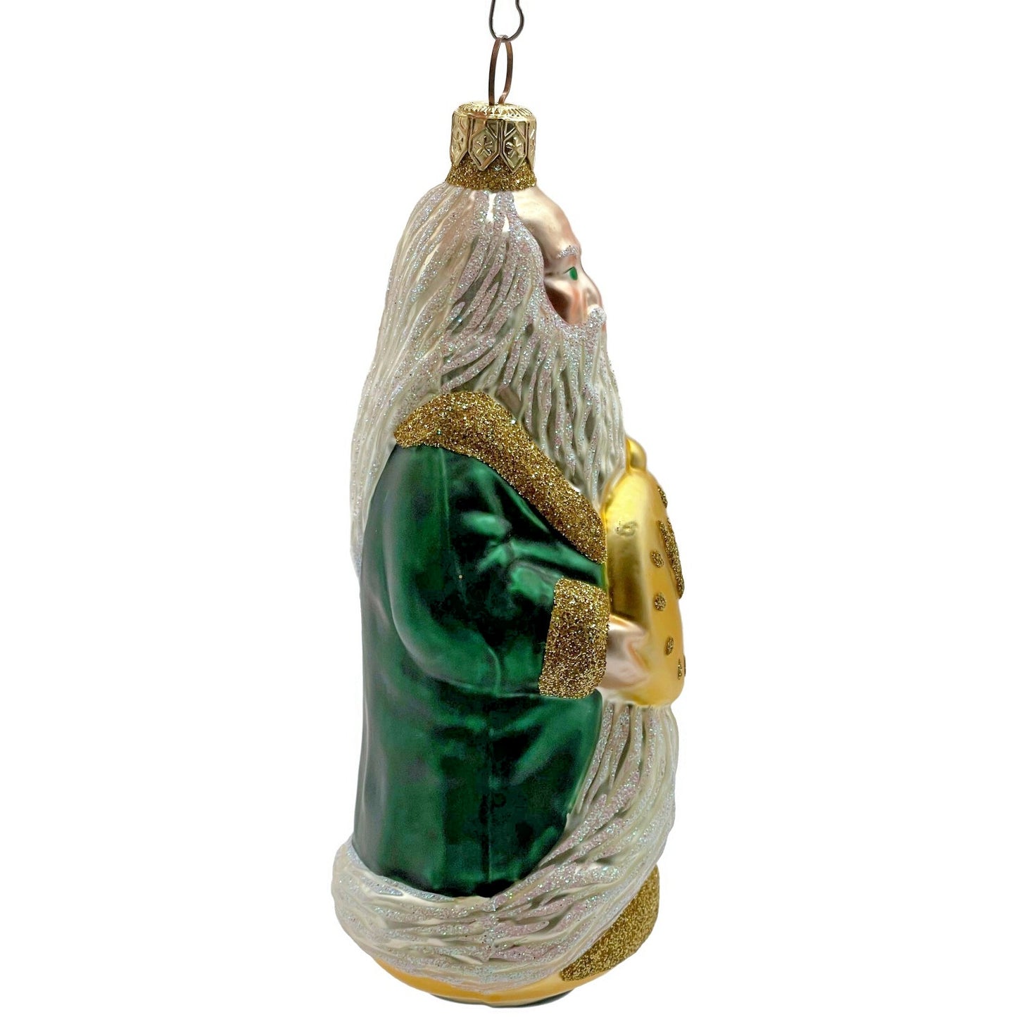 Patricia Breen Round Midnight Green Santa Claus Father Time Christmas Ornament