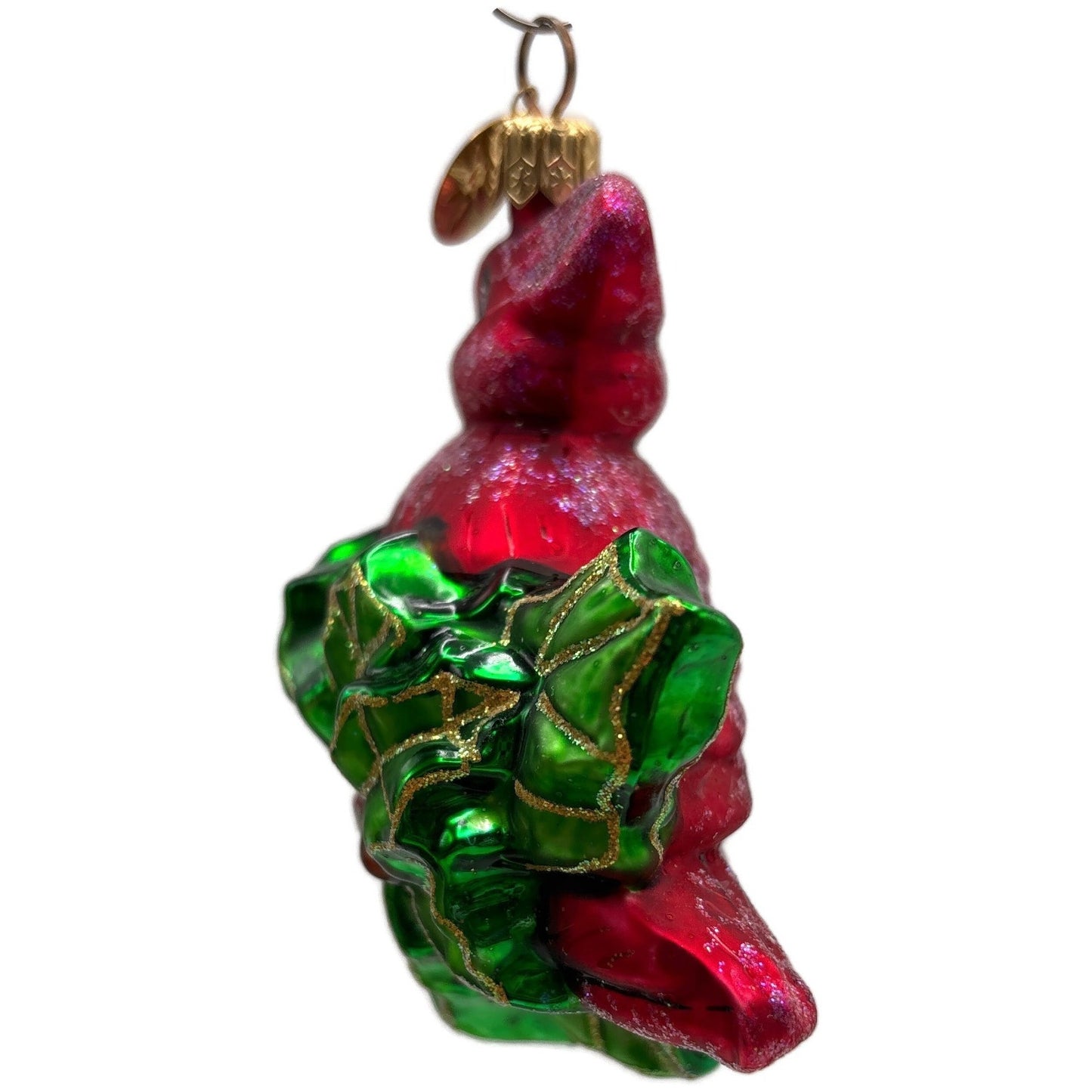 Christopher Radko Holiday Perch Cardinal Holly Glass Christmas Ornament 00-994-0