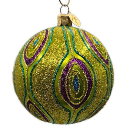Christopher Radko Golden Peacock Purple Green Christmas Tree Ornament 1013838
