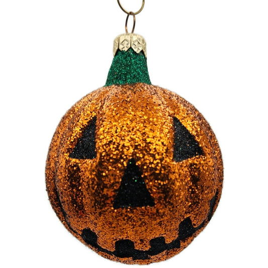 Patricia Breen Classic Pumpkin Orange Glitter Black Face Halloween Ornament CATZ