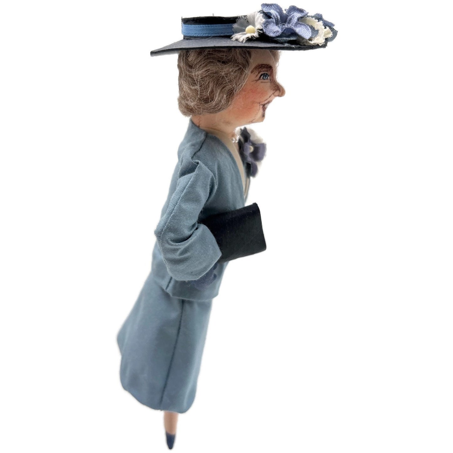 Gladys Boalt First Lady Eleanor Roosevelt Blue Fabric Christmas Ornament Signed