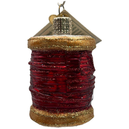 Spool of Thread Sewing Needle Quilter Merck Old World Christmas Red Ornament OWC