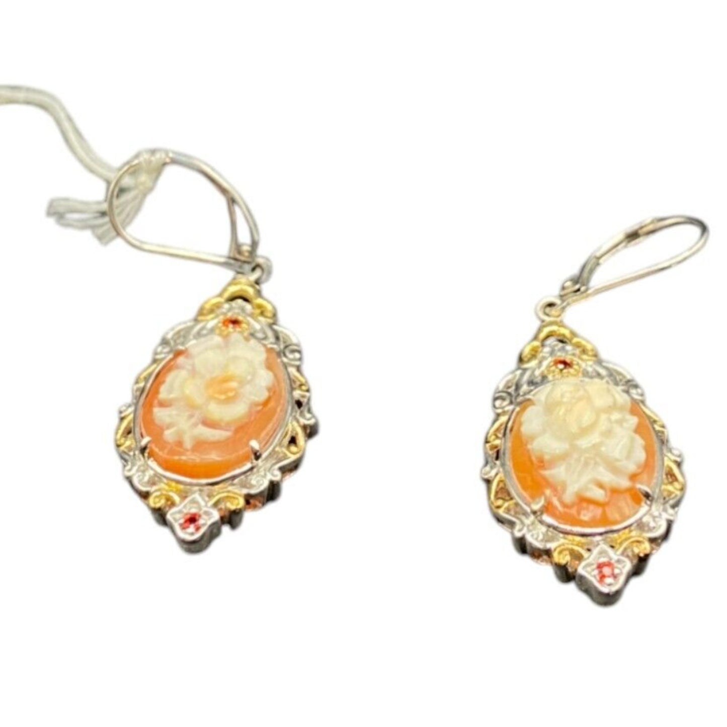 Gems En Vogue II Jewelry Set Italian Shell Cameo Flower Necklace Earrings Ring