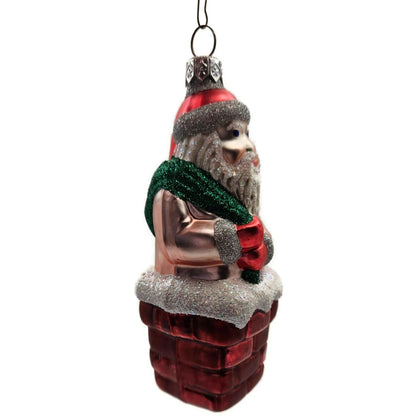 Patricia Breen Here Comes Santa Claus Pink Chimney Green Bag Christmas Ornament