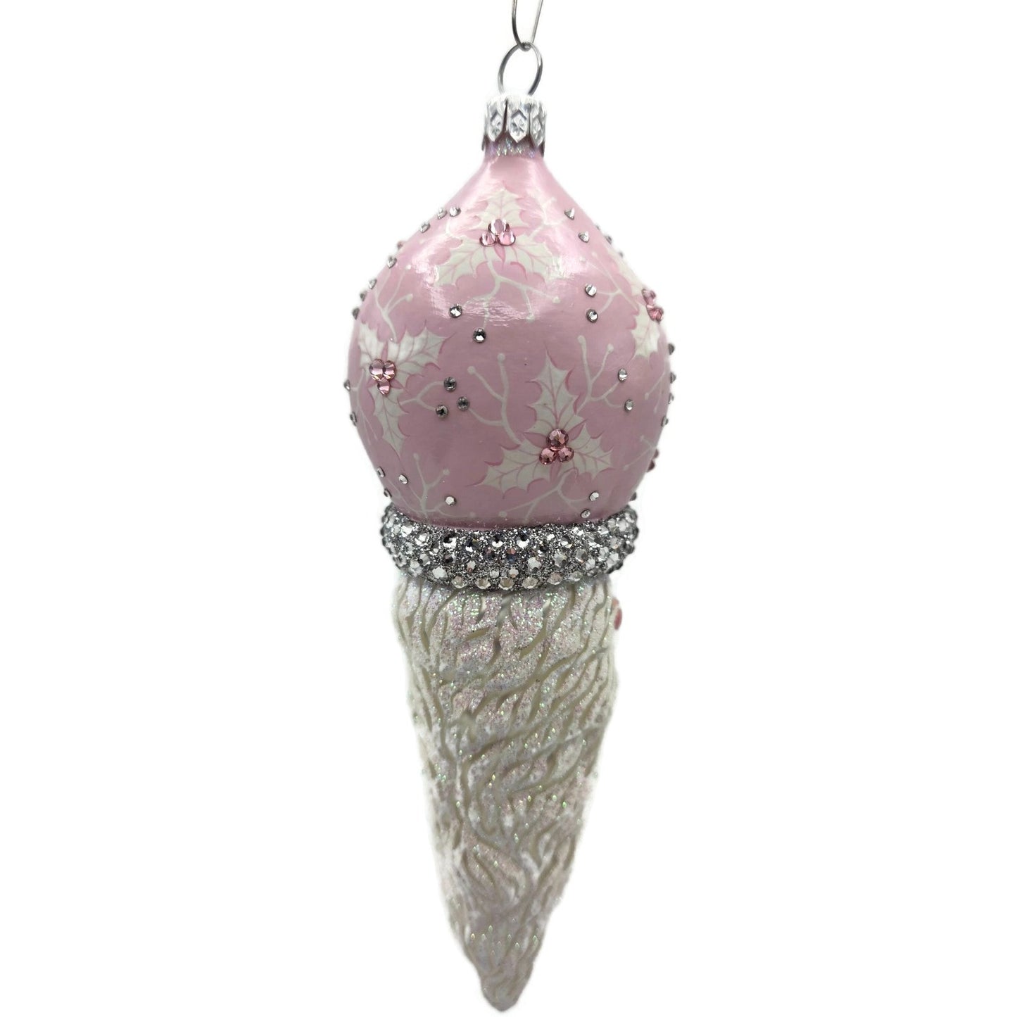 Patricia Breen Vendome Claus Pink White Reflector Christmas Ornament CATZ Rare