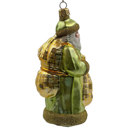 Patricia Breen Laden With Love Green Gold Santa Claus Christmas Ornament 9826