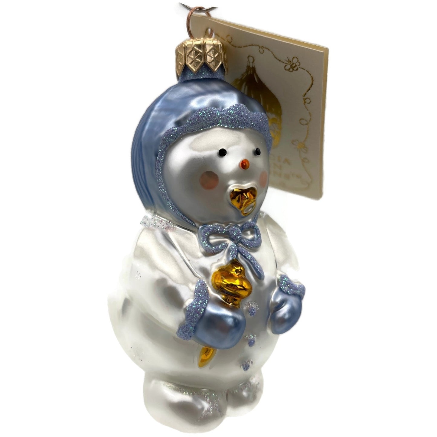 Patricia Breen Snowbaby Blue Gold White Snowflakes Christmas Tree Ornament