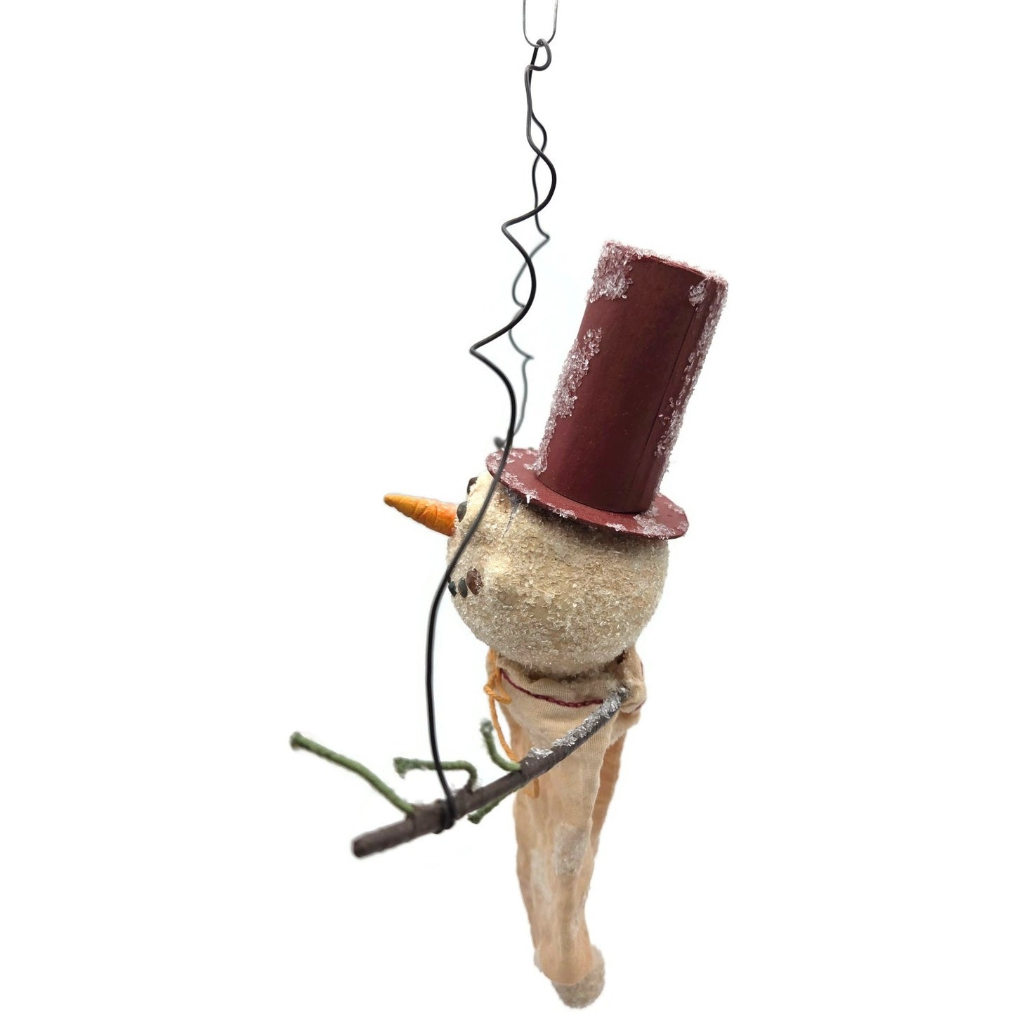 Rucus Studios Scott Smith Snowman Ornament 2001 Handmade Folk Art wtih Red Hat