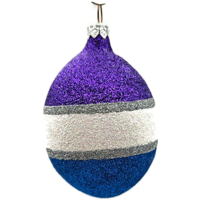 Patricia Breen Egg Blue White Purple Striped Easter Christmas Tree Ornament TCS