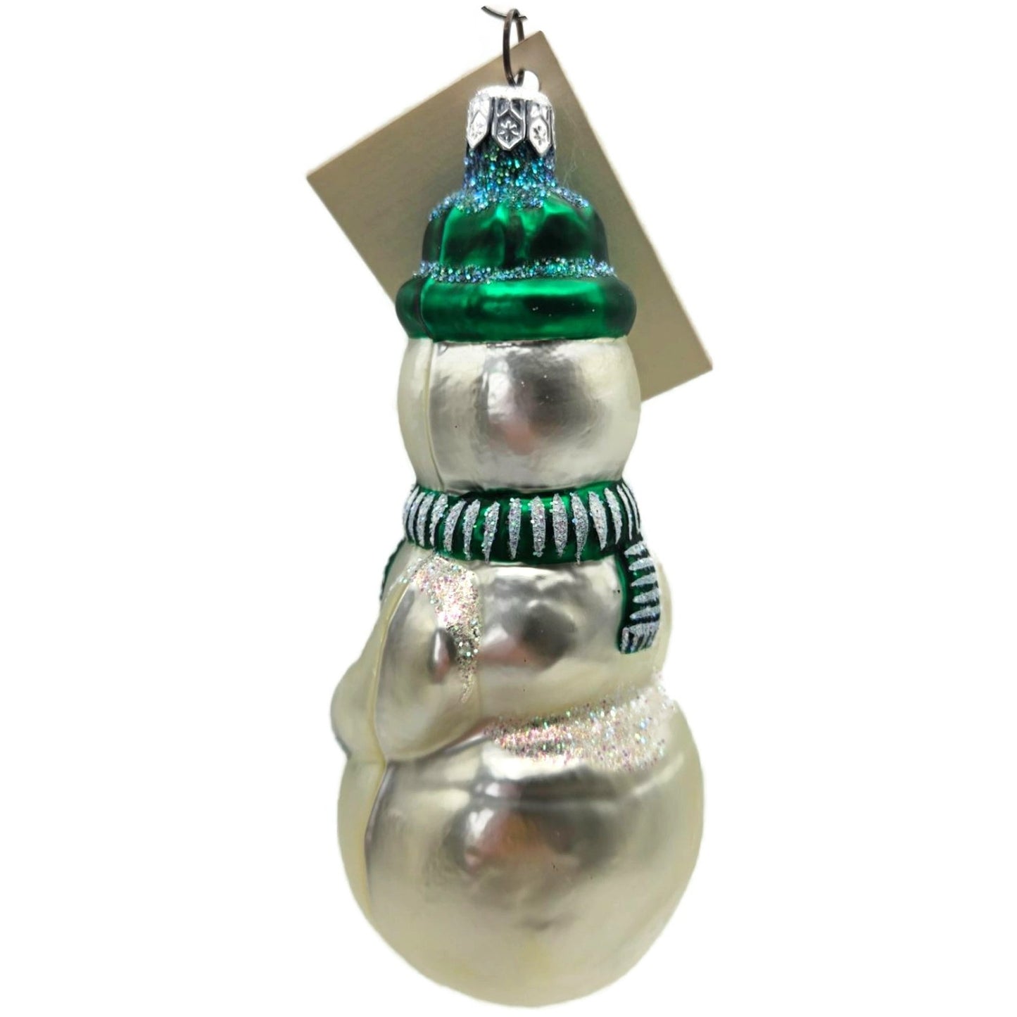 Patricia Breen Snowman Green Pearl White Striped Christmas Tree Ornament