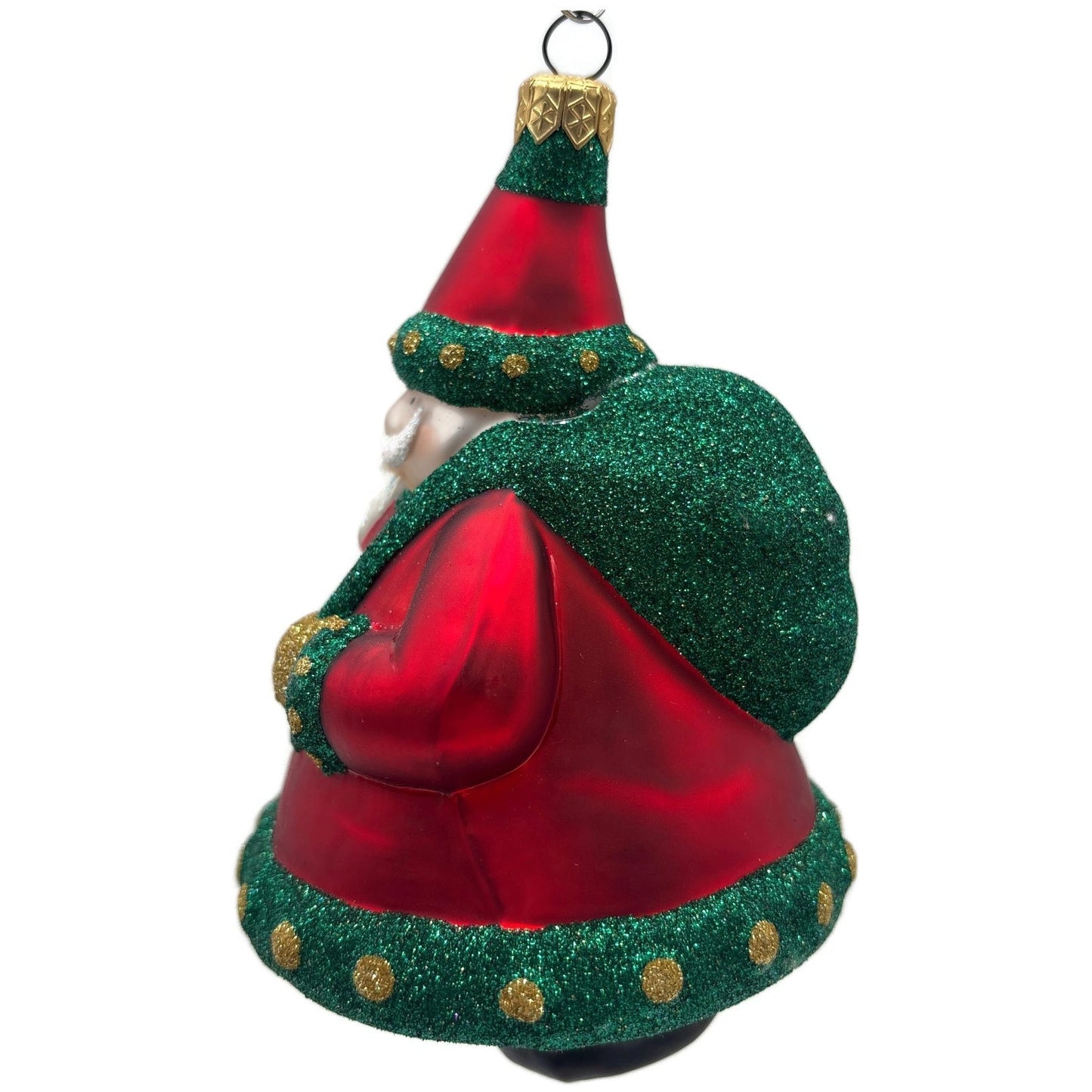 Patricia Breen Santa Delivers Gold Dotted Green Red Christmas Tree Ornament NM