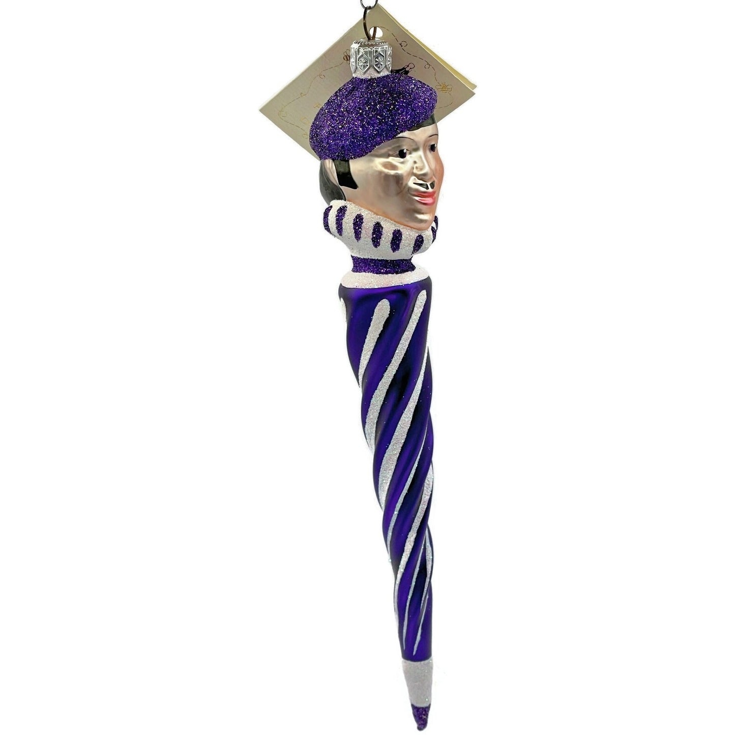 Patricia Breen French Twist Purple Pearl Glittered Stripes Christmas Ornament
