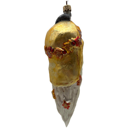 Christopher Radko Santa Cicle Glass Head Fall Leaves Christmas Ornament 997120