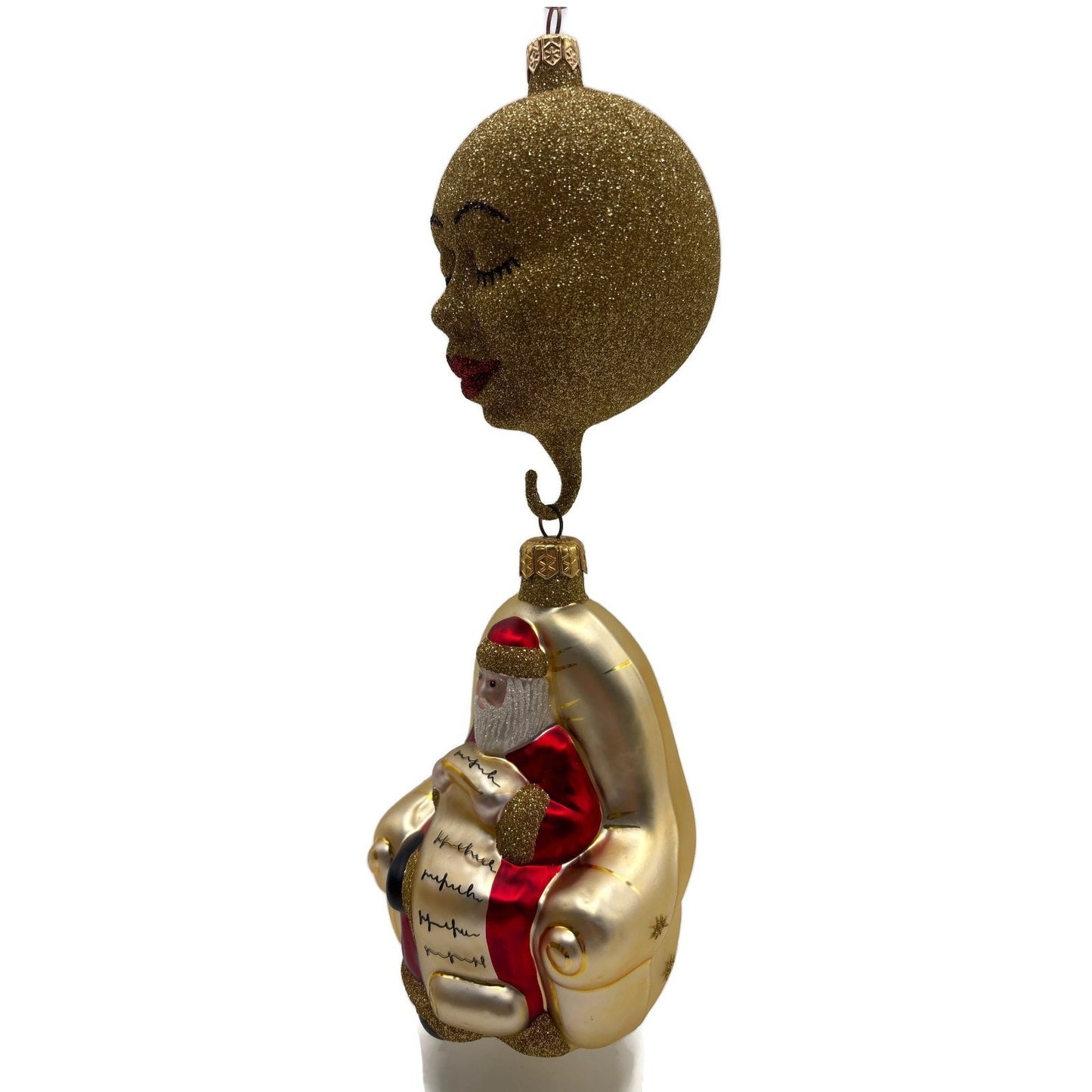 Patricia Breen Checking His List Santa Gold Moon Stars Christmas Tree Ornament