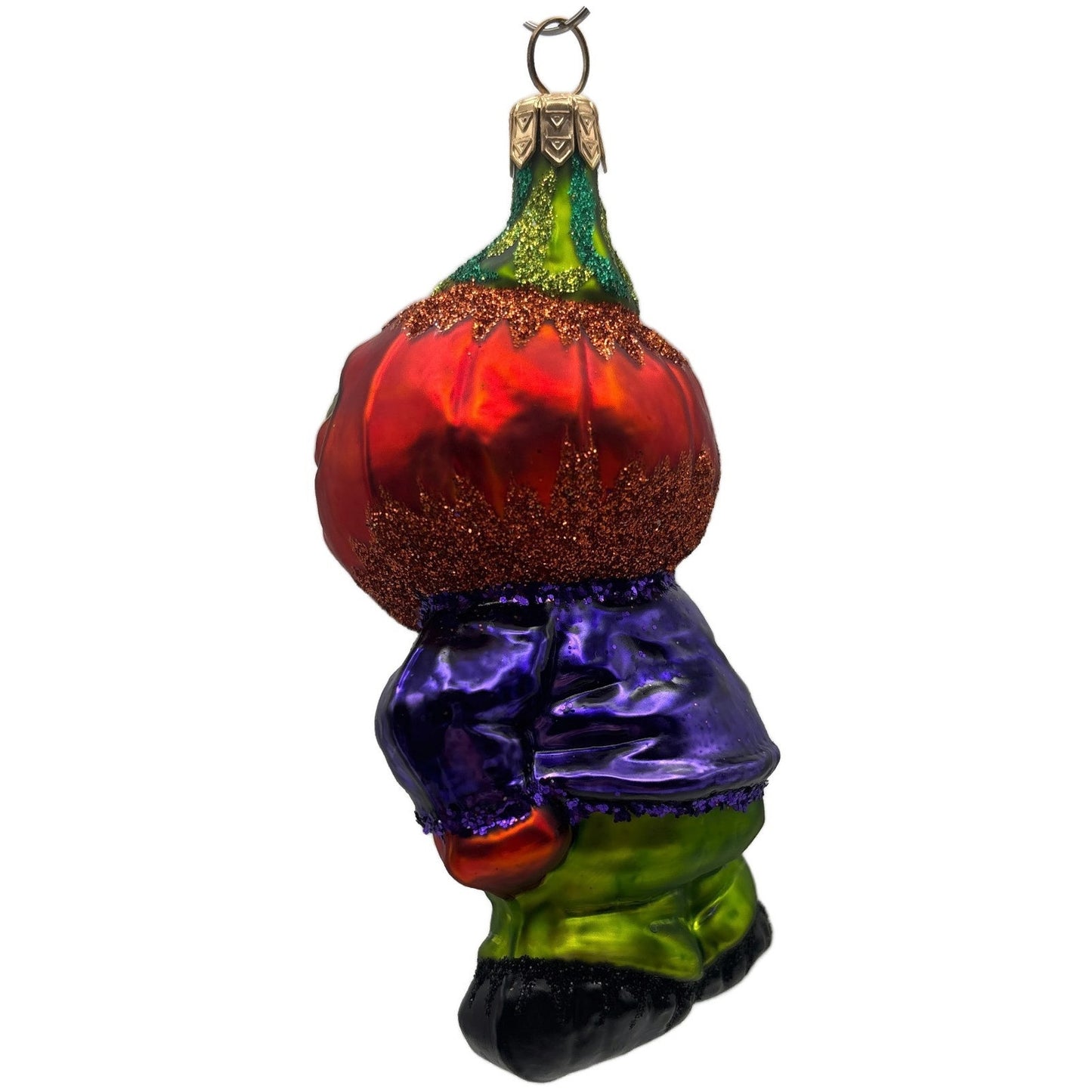 Slavic Treasures Moonlight Goblin Orange Pumpkin Halloween Ornament 00-268-A