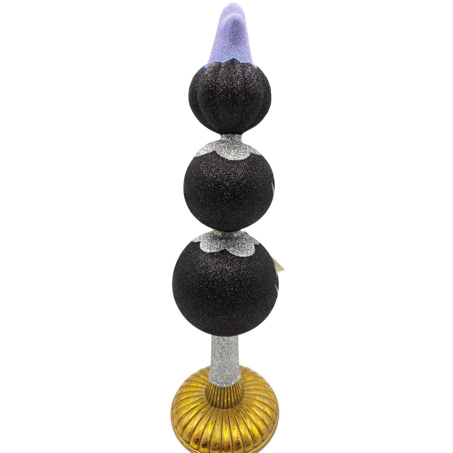Patricia Breen Ghostly Finial Black Pumpkin Jack-O-Lantern Halloween Tree Topper