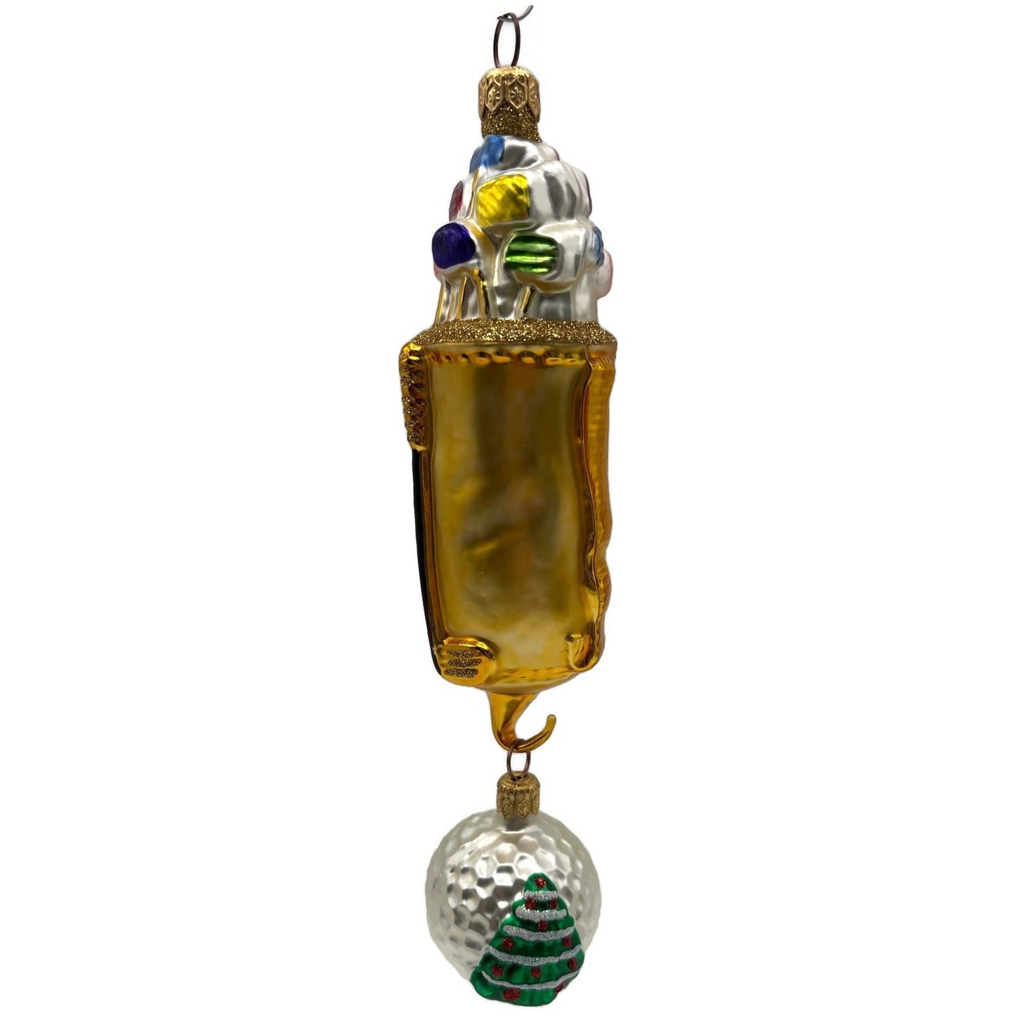 Patricia Breen Golf Bag and Ball Gold Matte Sports Christmas Tree Ornament