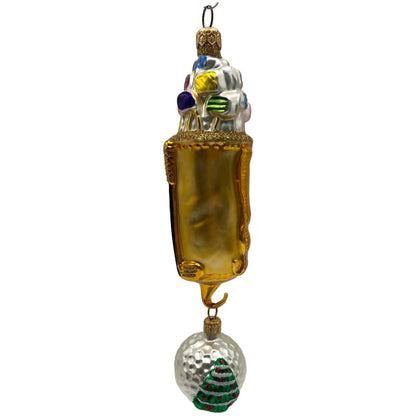 Patricia Breen Golf Bag and Ball Gold Matte Sports Christmas Tree Ornament