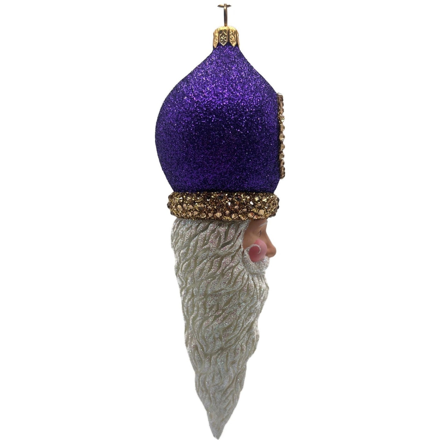 Patricia Breen Vendome Claus Glittered Purple Reflector Christmas Ornament CATZ