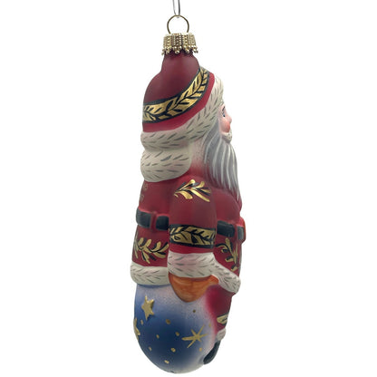 Vaillancourt Santa with Bell Red Coat Folk Art Chalk Christmas Tree Ornament