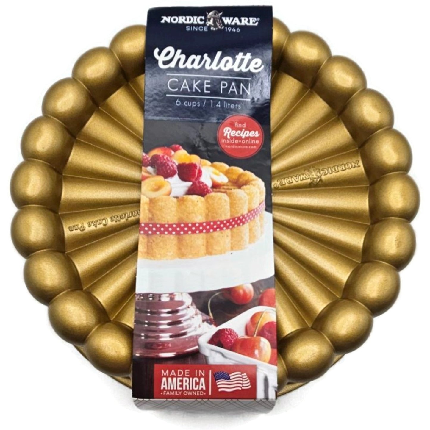 Nordic Ware Charlotte Premier Gold Cake Dessert Pan Heavy Cast Aluminum 6 Cups