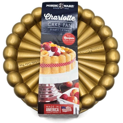 Nordic Ware Charlotte Premier Gold Cake Dessert Pan Heavy Cast Aluminum 6 Cups