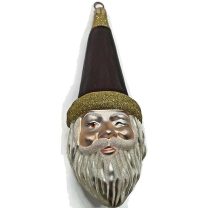 Patricia Breen Wink of His Eye Bordeaux Santa Claus Head Christmas Tree Ornament