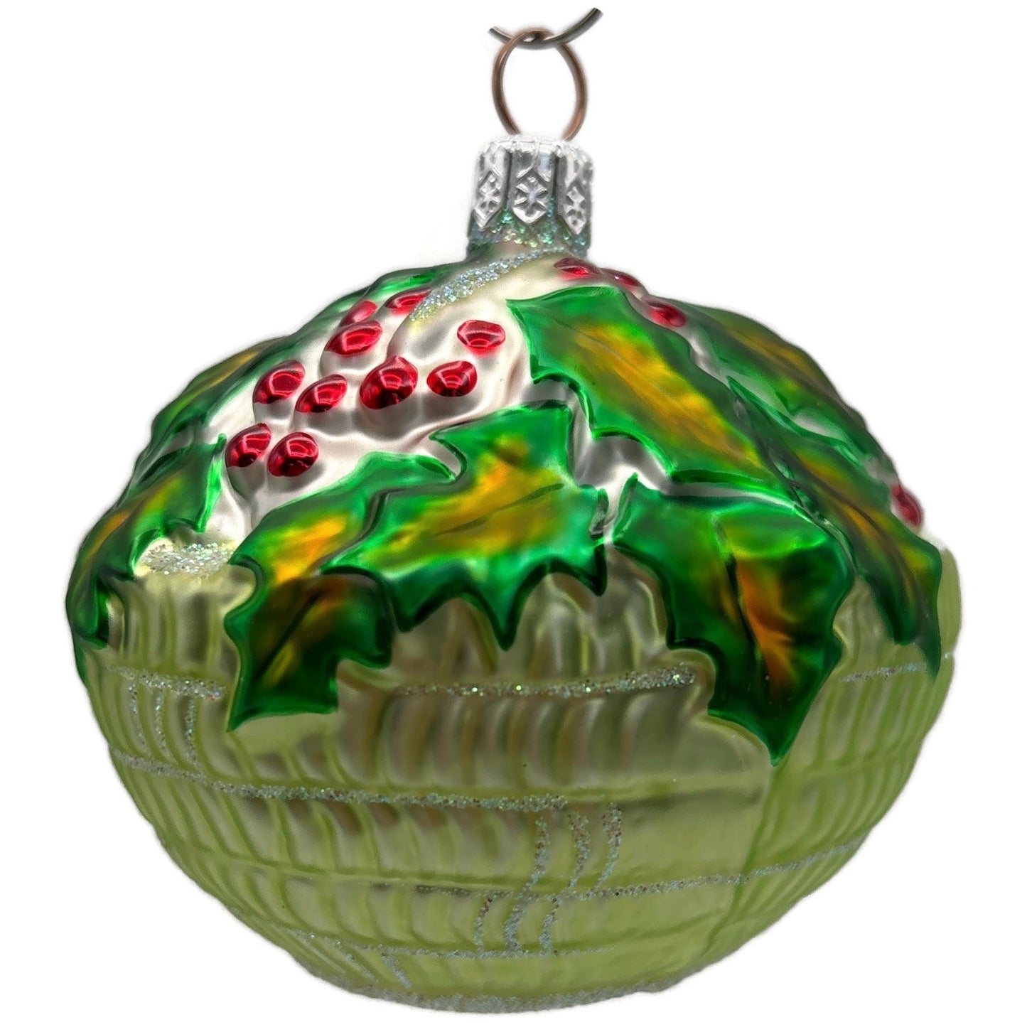 Patricia Breen Holly Basket Green Light Red Christmas Tree Ornament