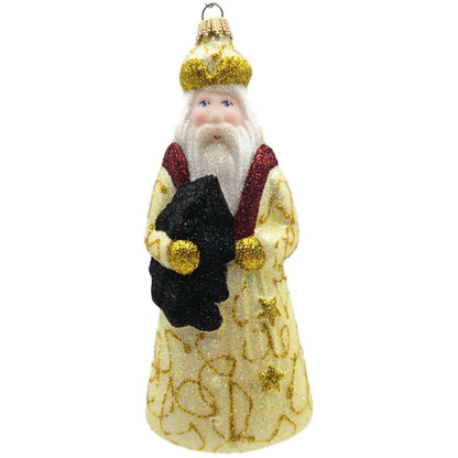 Larry Fraga Mr. Fabulous Santa Tree Gold Stars Glitter Series Christmas Ornament