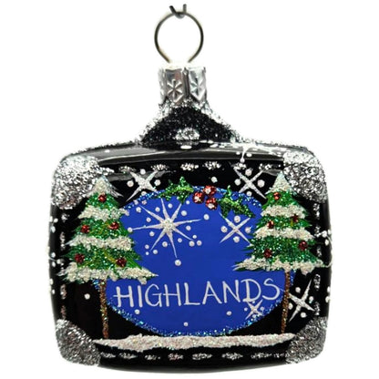 Patricia Breen Miniature Valise North Pole Black Snowman Christmas Tree Ornament