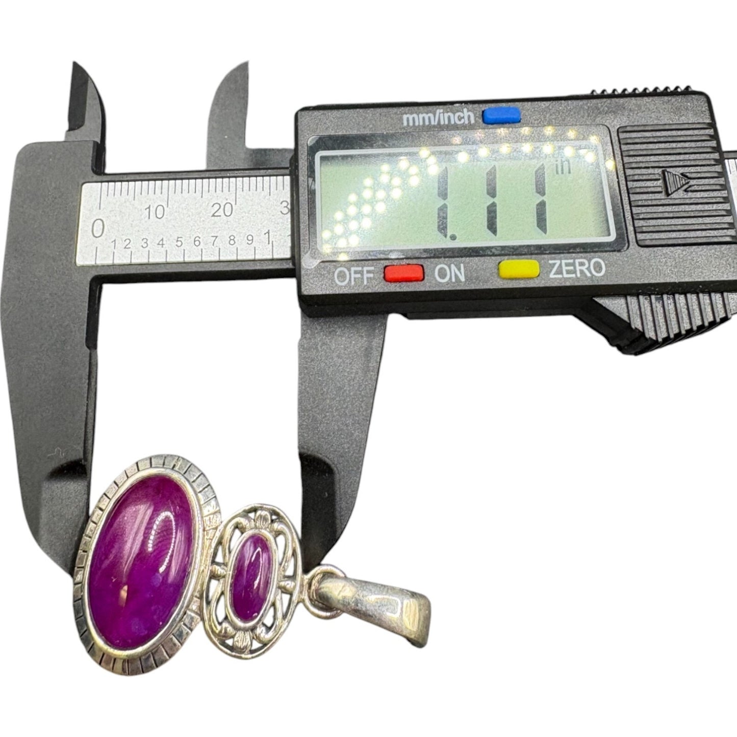 Purple Ruby Oval Cabochon Gemstone Pendant 925 Sterling Silver NK Signed