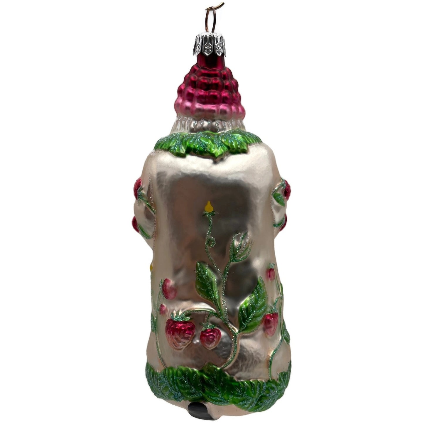 Patricia Breen Raspberry Santa Spring Fruit Green Pink Christmas Ornament NM