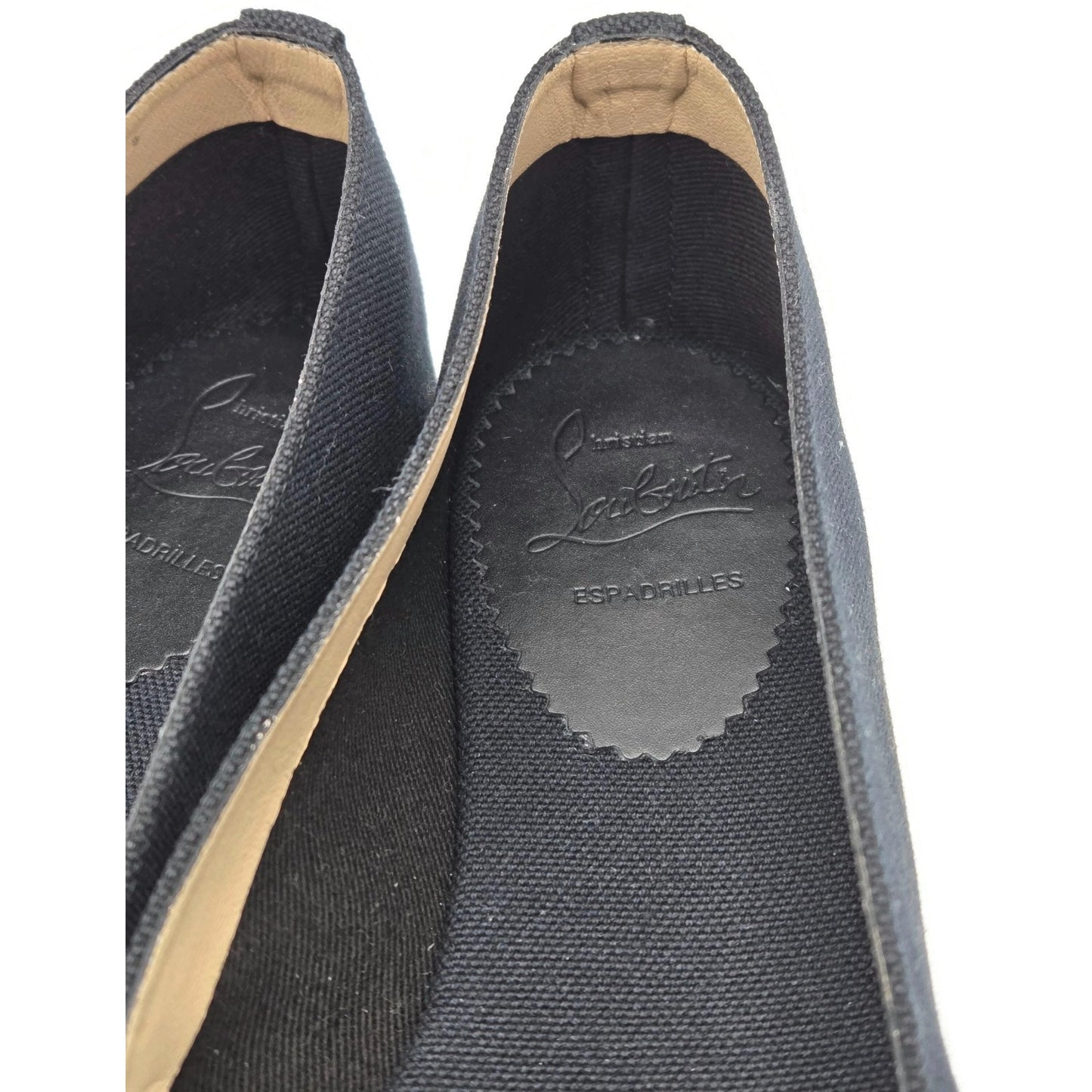 Christian Louboutin Galia Flat Olona Espadrilles Black Fabric Rope Jute Size 39